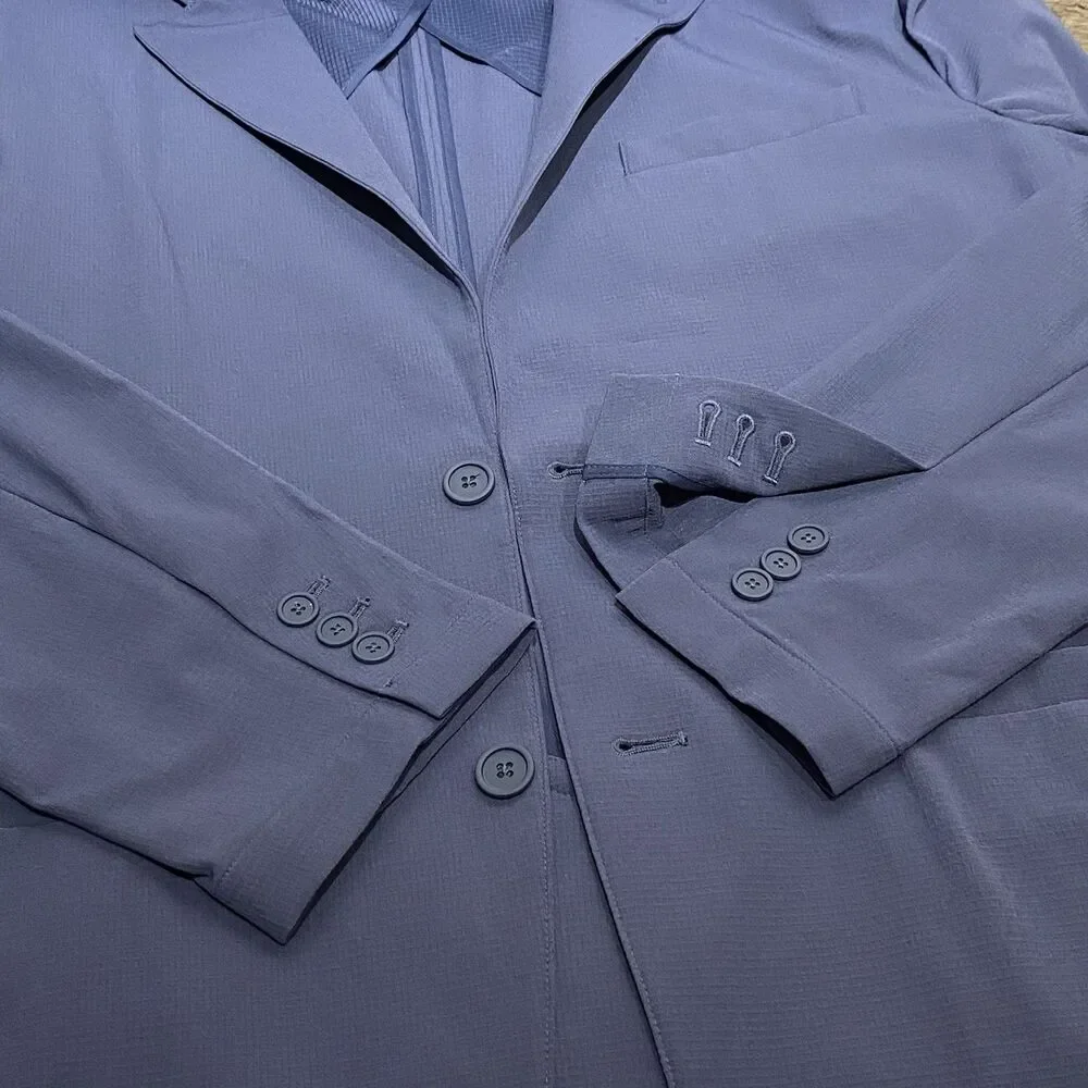 Bluffworks Telex Tech Blazer Mens 42L Blue Classic Fit Stretch Travel Jacket